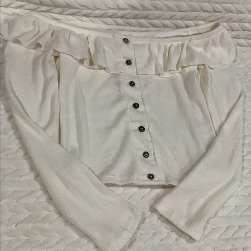 Ruffled Off The Shoulder Long Sleeve Top